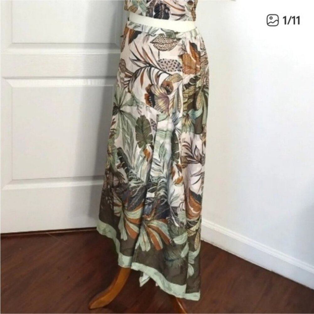 Super Natural by Secret Mission Jacquard Georgette Sandra Maxi Skirt M NWT